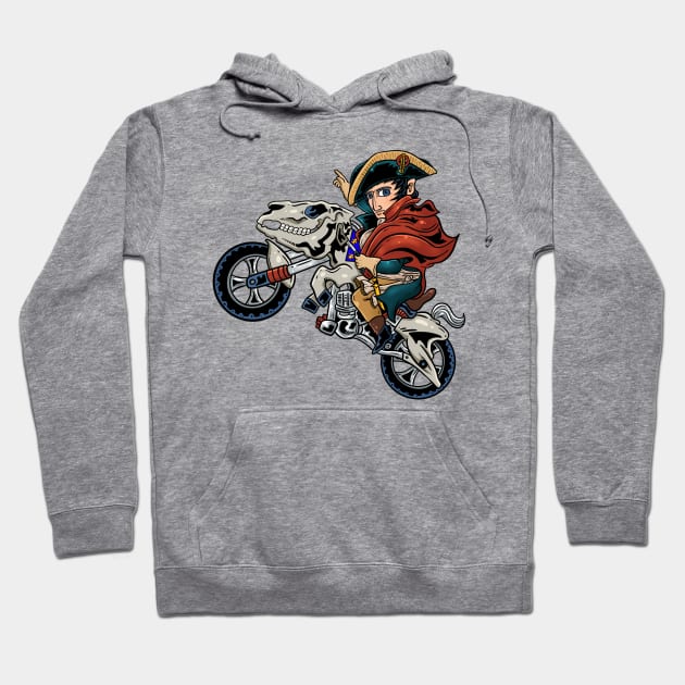 Empire on Wheels: Napoleon Bonaparte on a Motorcycle Hoodie by Holymayo Tee